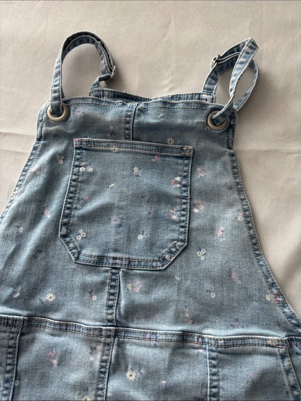 Cat & Jack Light Blue Denim Dress with Subtle White Print kids size L (10/12) - Picture 8 of 8